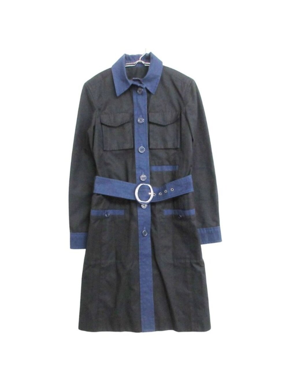 Louis Vuitton Soutien Collar Coat Bicolor Long Sleeve Long Cotton 100% Belted
